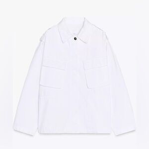 Nwt- TRF DENIM POCKET JACKET - Oyster-white-XS/S